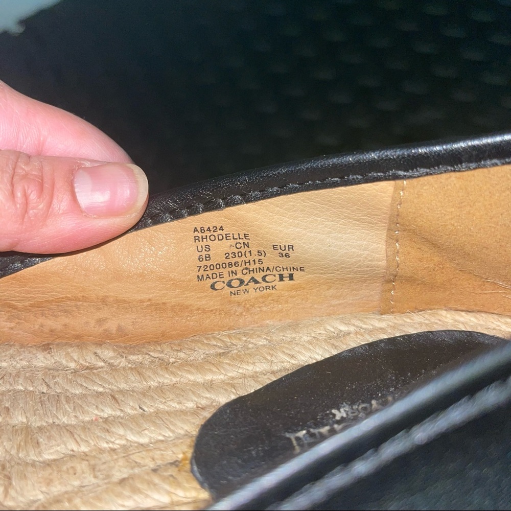 Coach Leather Espadrilles Flats Black Leather Size 6 - Picture 6 of 9
